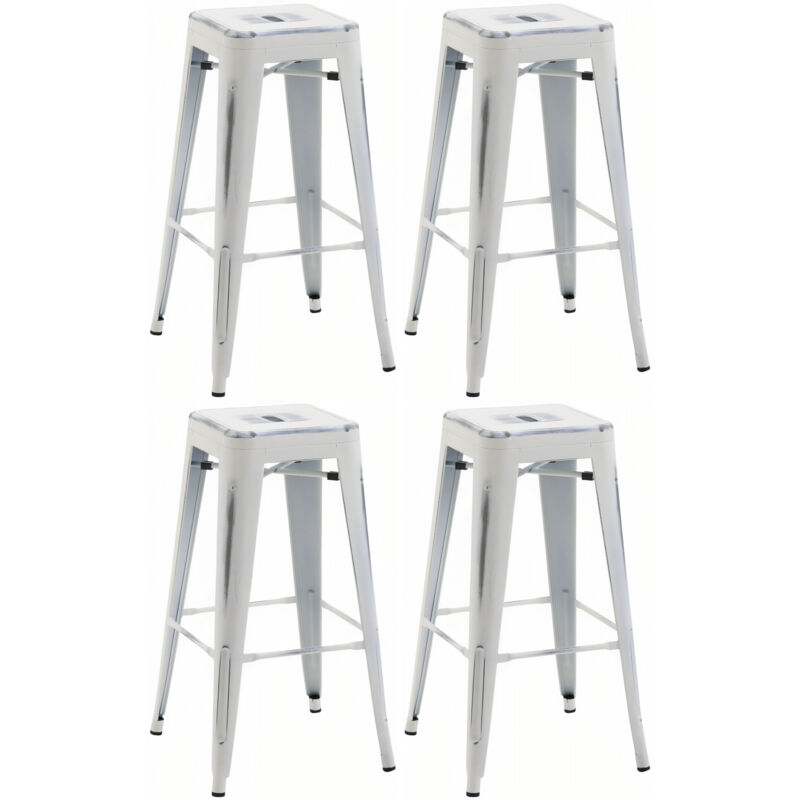 foto del prodotto clp - set di 4 sgabelli da bar joshua bianco antico