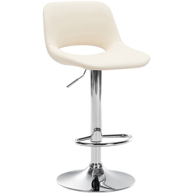 foto del prodotto clp sgabello da bar camden in similpelle crema metallo in look cromato