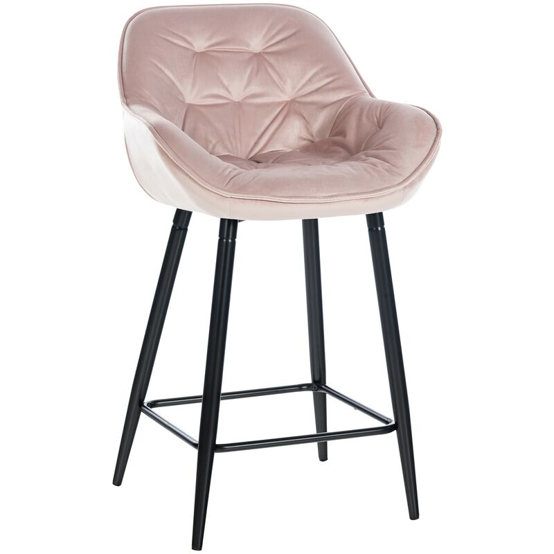 foto del prodotto clp sgabello da bar gibson in velluto altezza seduta 76 cm rosa