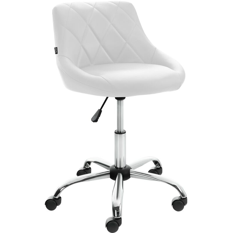 foto del prodotto clp - sgabello da lavoro lazio in similpelle bianco finta pelle