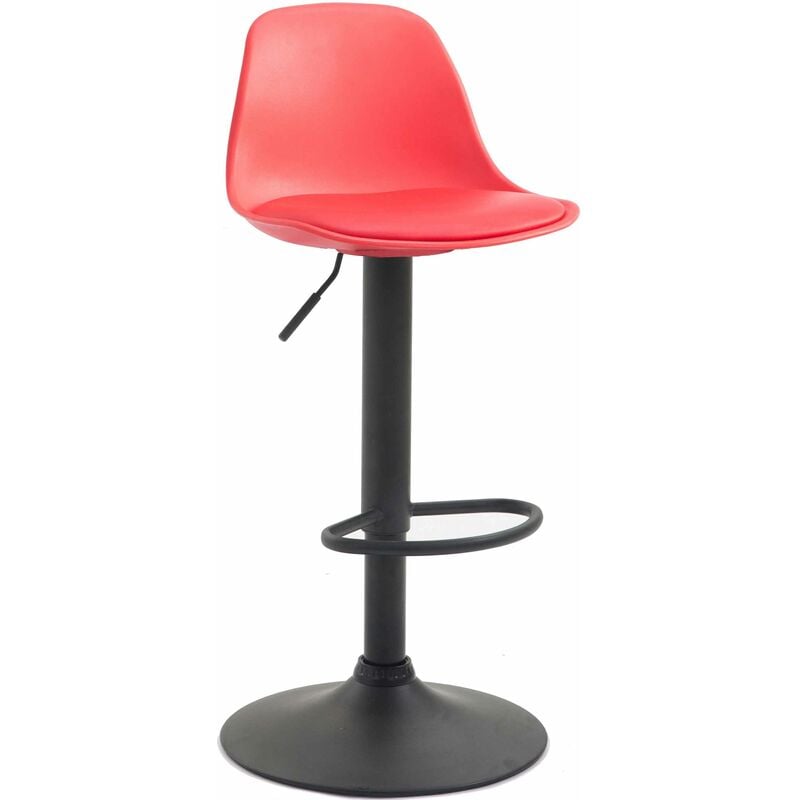 foto del prodotto clp sgabello di design kiel in polipropilene e similpelle nero rosso