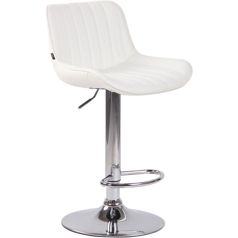 foto del prodotto clp - sgabello lentini in similpelle con poggiapiedi bianco cromo