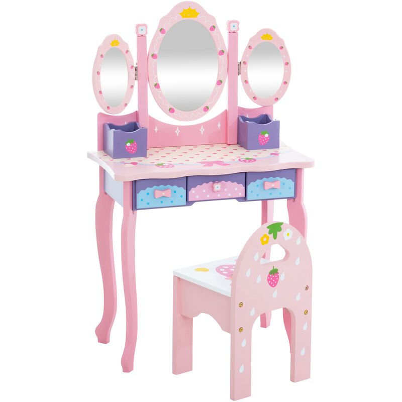 foto del prodotto clp toletta bambina con specchio emilia in legno rosa