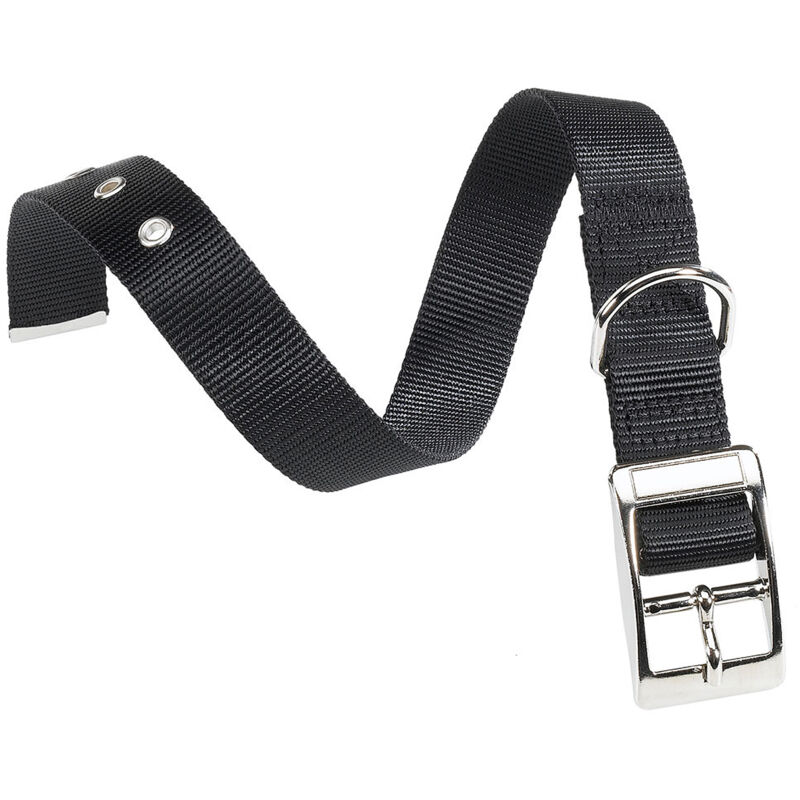 foto del prodotto club cf collare in nylon con fibbia di chiusura in metallo in vari colori e misure. variante cf15 35 misure a 27 35 cm b 15 mm nero