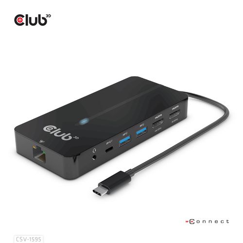 foto del prodotto club3d csv 1595 replicatore di porte e docking station per laptop usb 3.2 gen 1 3.1 gen 1 type c nero