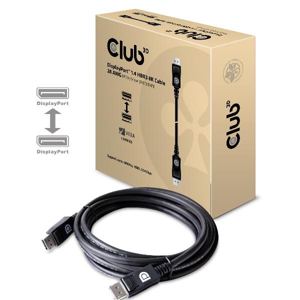 foto del prodotto club3d displayport 1.4 hbr3 8k 28awg cable m m 3m 9.84ft