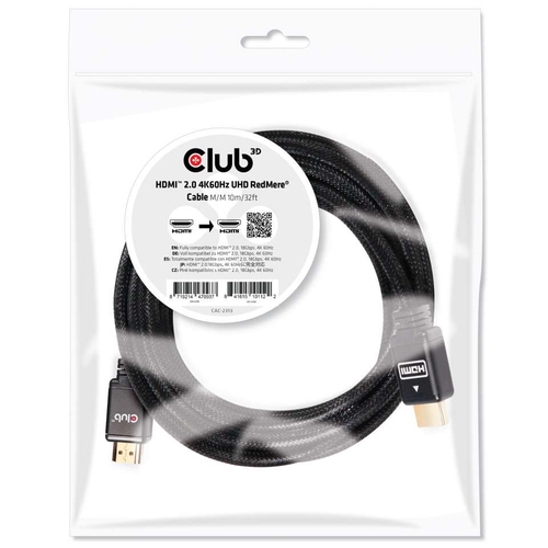 foto del prodotto club3d hdmi 2.0 4k60hz redmere cable 10m 32.8ft