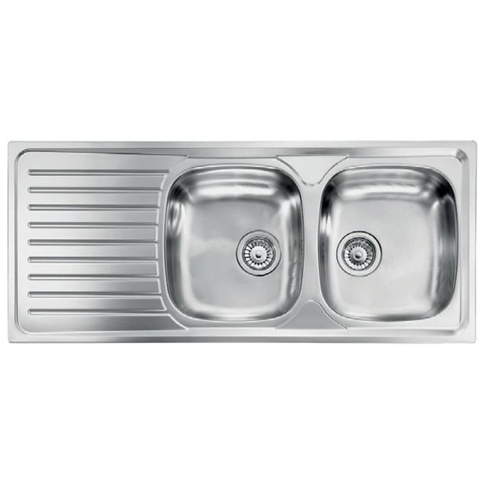 foto del prodotto cm 010447dcssx serie siros 3 lavello acciaio inox spazzolato da incasso gocciolatoio a sinistra 2 vasche 116x50cm