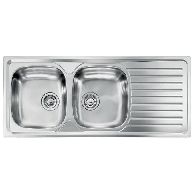 foto del prodotto cm 010447scssx serie siros 3 lavello acciaio inox satinato da incasso gocciolatoio a sinitra 2 vasche 116x50cm