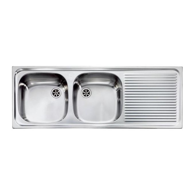foto del prodotto cm 011017scssx serie aurora lavello acciaio inox satinato da incasso gocciolatoio a destra 2 vasche 116x42cm