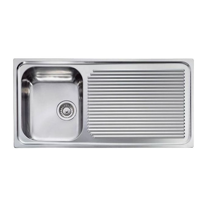 foto del prodotto cm 011045scssx serie aurora lavello acciaio inox satinato da incasso gocciolatoio a destra 1 vasca 101x50cm
