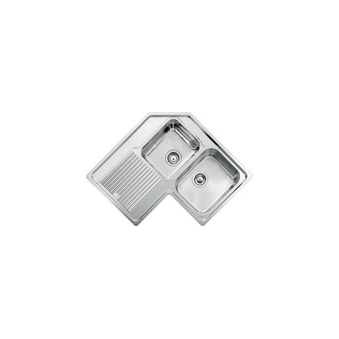 foto del prodotto cm 011248dcssp serie zenith 3 lavello acciaio inox satinato angolare da incasso gocciolatoio a sinistra 2 vasche 83x83cm