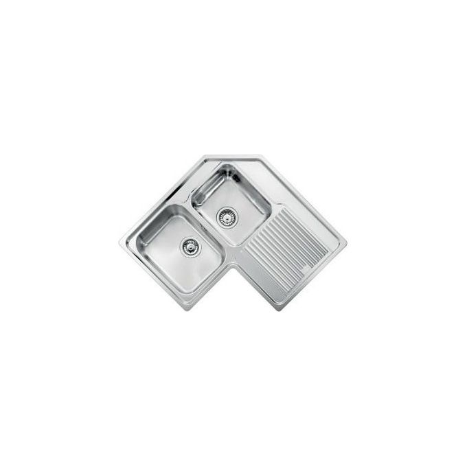 foto del prodotto cm 011248scssp serie zenith 3'' lavello acciaio inox satinato angolare da incasso gocciolatoio a destra 2 vasche 83x83cm