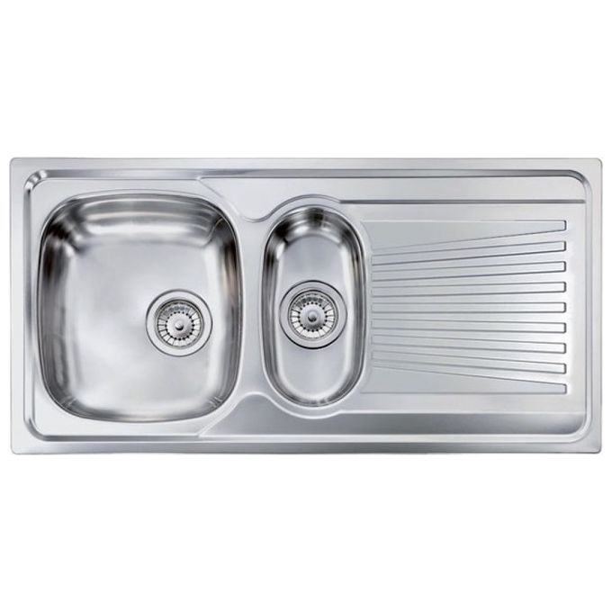 foto del prodotto cm 011555dcssp serie mondial 3 lavello acciaio inox da incasso gocciolatoio a sinistra 2 vasche 100x50cm