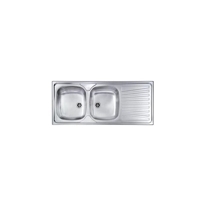 foto del prodotto cm 011557scssx serie mondial 3 lavello acciaio inox prelucidato da incasso gocciolatoio a destra 2 vasche 116x50cm