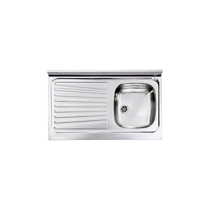 foto del prodotto cm 031033dcssx serie ix mondial lavello acciaio inox prelucidato da incasso appoggio gocciolatoio a sinistra 1 vasca 90x50cm