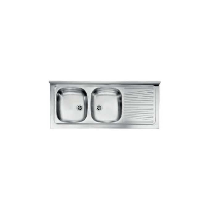 foto del prodotto cm 031037scssx serie ix mondial lavello acciaio inox prelucidato da incasso appoggio gocciolatoio a destra 2 vasche 120x50cm