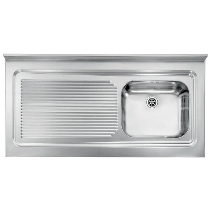 foto del prodotto cm 031136dcssx serie ix rossana appoggio lavello inox satinato da incasso gocciolatoio a sinistra 1 vasca 120x60cm