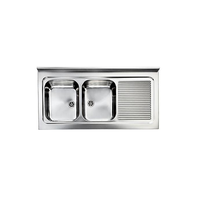 foto del prodotto cm 031137scssx serie ix rossana appoggio lavello da incasso gocciolatoio a destra 2 vasche 120x60cm
