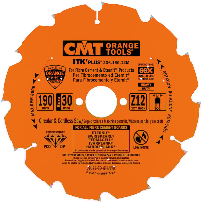 foto del prodotto cmt 236.125.07 lama circolare x fibrocemento dp 125x2.0 1.4x22.23 z7 tcg