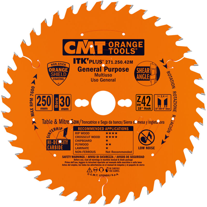 foto del prodotto cmt 271.160.24h lama circolare itk plus per taglio lungo e traverso vena, arancio