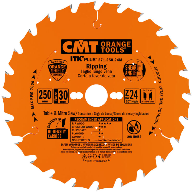 foto del prodotto cmt 271.250.24m lama circolare itk plus per taglio lungo vena, arancio