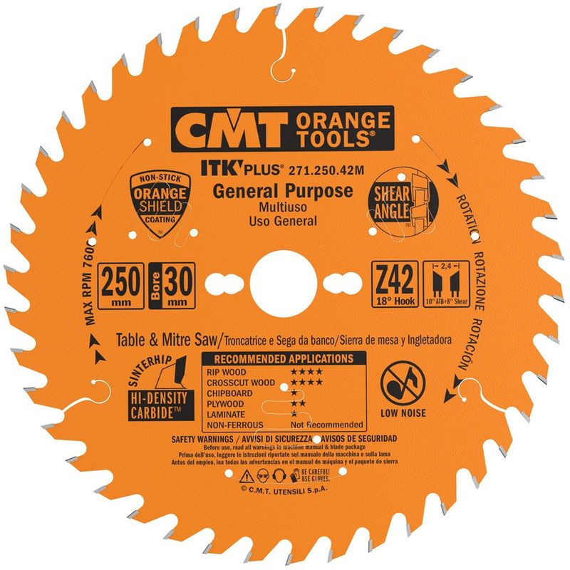 foto del prodotto cmt 271.250.42m lama circolare ultra itk hw 250x2.4 1.6x30 z42 atb s