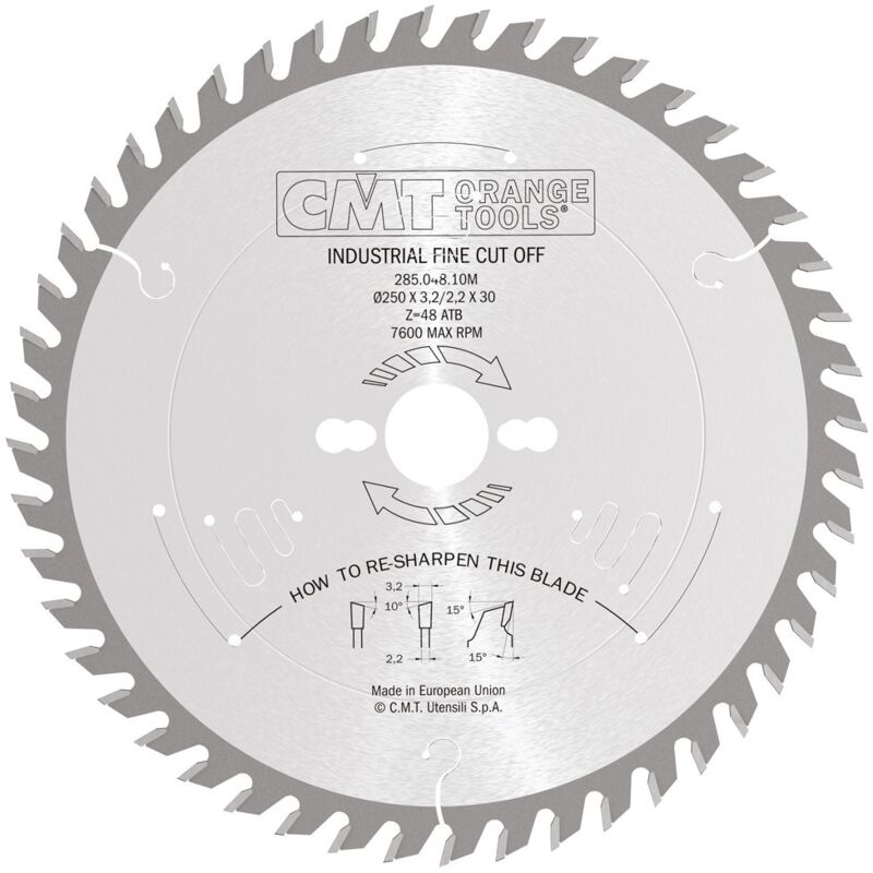 foto del prodotto cmt 285.048.10m lama circolare per taglio traverso vena serie industriale , metallo grigio