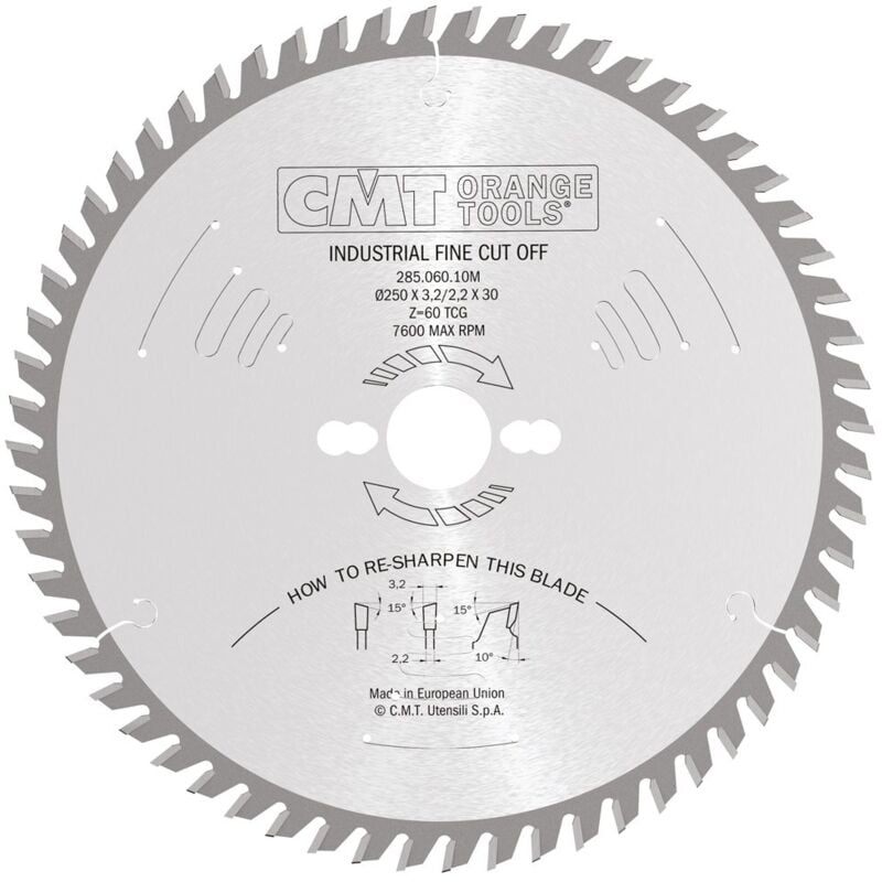 foto del prodotto cmt 285.060.10m lama circolare per taglio traverso vena serie industriale , metallo grigio