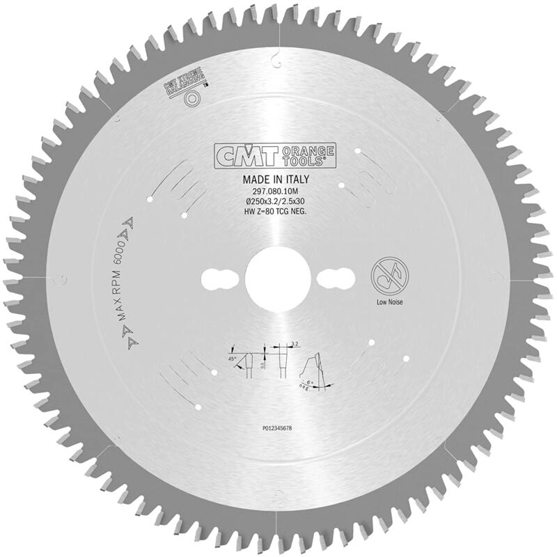 foto del prodotto cmt 297.080.10m lama circolare per materiali non ferrosi, plastici e laminati serie industriale , metallo grigio