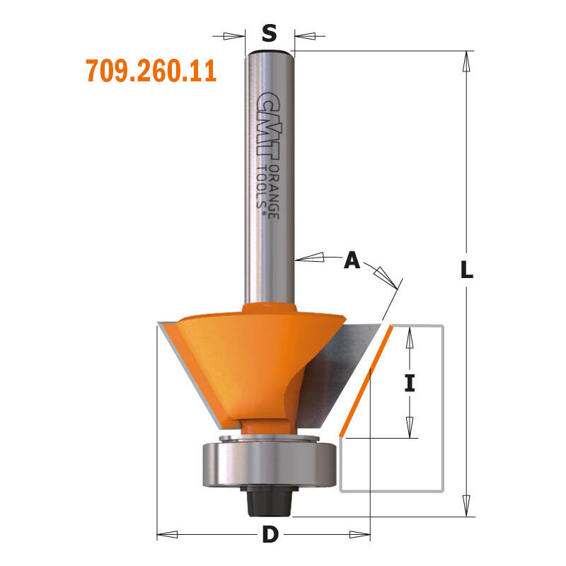 foto del prodotto cmt 910.260.11 fresa x smussare gr.45 hw z2 s 8 d 27x5.5x51 dx
