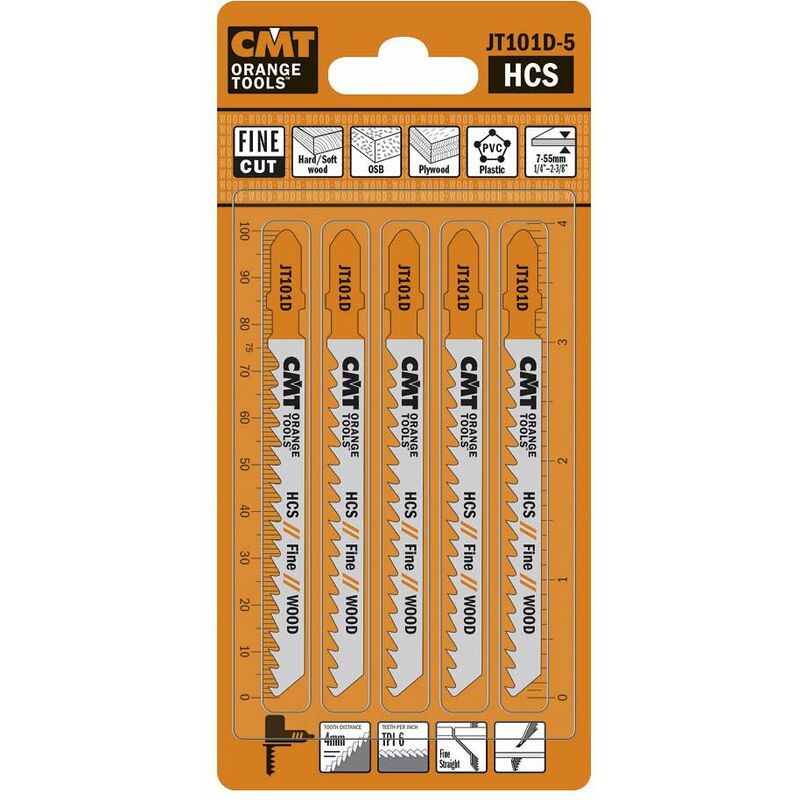 foto del prodotto cmt jt101d 5 5 jig saw blades hcs 100x4x6tpi wood straight fine 