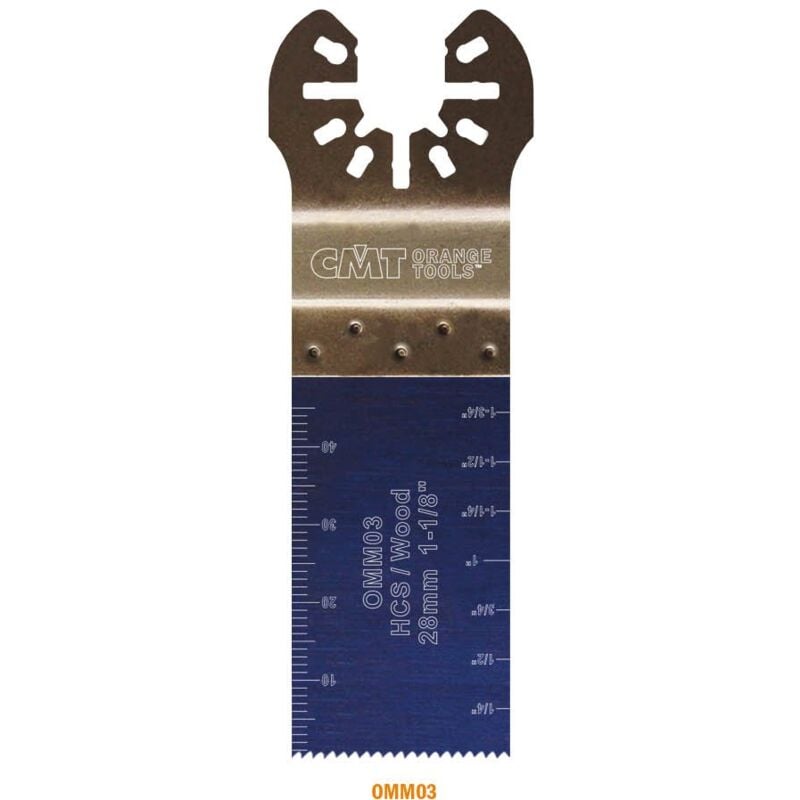 foto del prodotto cmt omm03 x1 lama taglio dal pieno e rifilatura per legno 28 mm, attacco universale, grigio blu