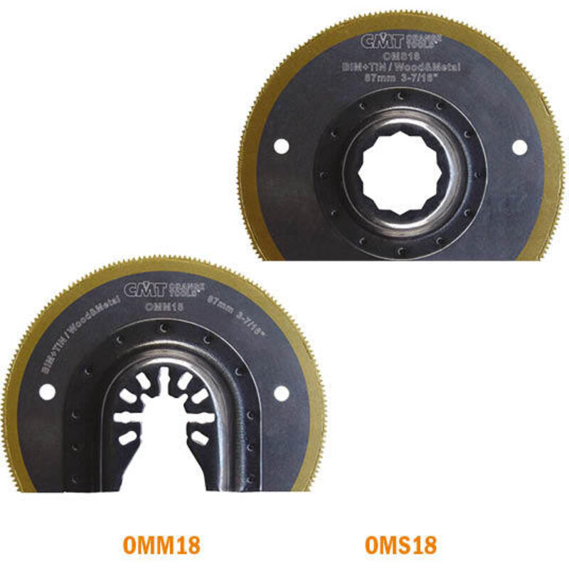 foto del prodotto cmt oms18 x1 lama a segmenti taglio legno metallo bim tin d 87mm 20tpi o