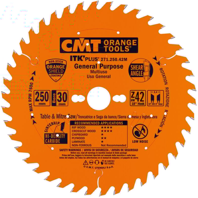 foto del prodotto cmt orange tools 271.165.24m lama circolare itk plus hw 165x1.7 1.1x30 z24 atb s