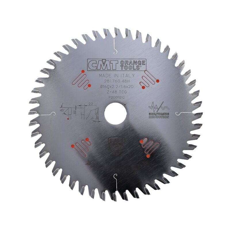foto del prodotto cmt sega circolare cromata per laminato hm d 160 f 20 z 48 2.2 1.6 tcg 281.760.48h