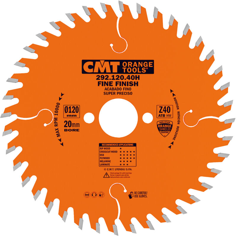 foto del prodotto cmt sega circolare orange tools 292,165,40h 165 x 20 x 2,6 z atb 15 40 gradi