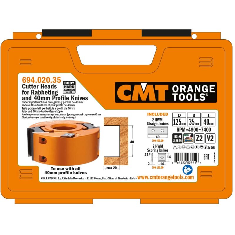 foto del prodotto cmt testa portacoltelli x incastri profili hw z2 2 d 125x40x35 694.020.35
