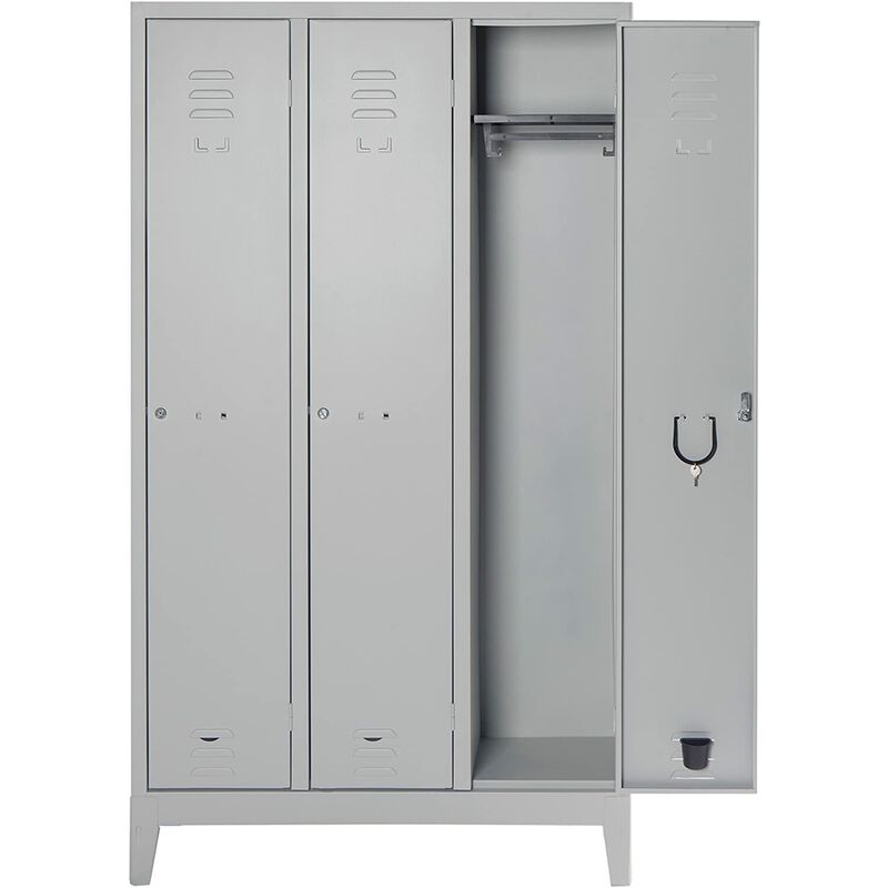 foto del prodotto coarme armadio monoblocco in metallo spogliatoio misura 101x33x180 cm 3 a porte chiave