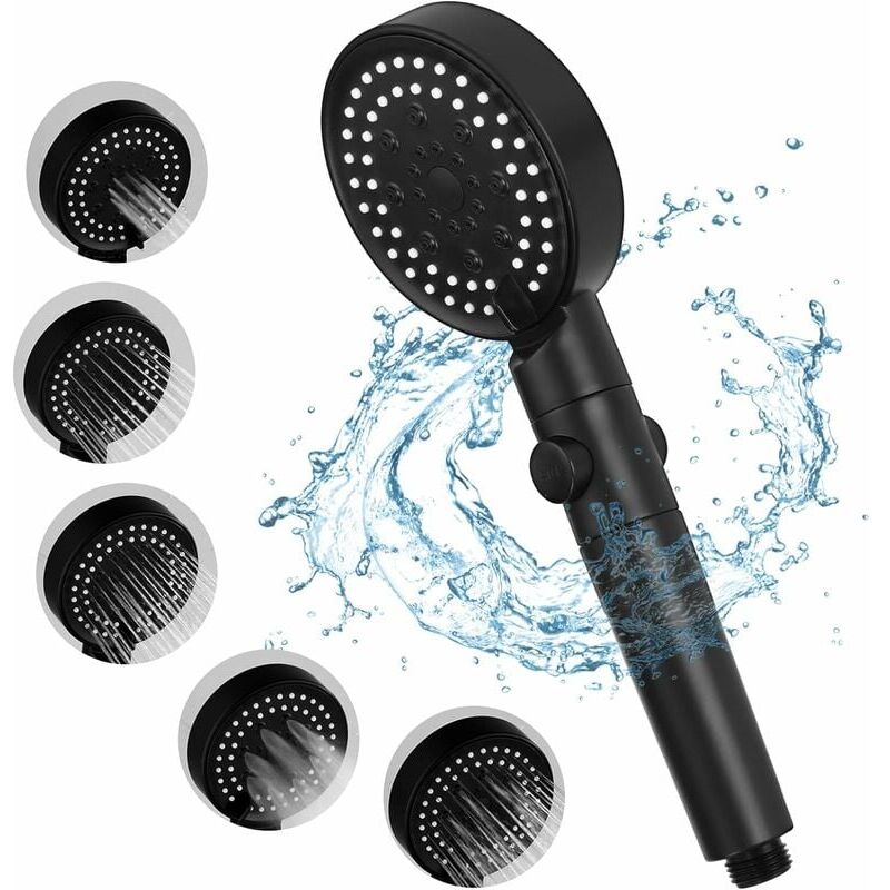 foto del prodotto coavas soffione doccia ad alta pressione a risparmio idrico, 5 modalit , soffione doccia regolabile per il bagno con interruttore on off pausa,