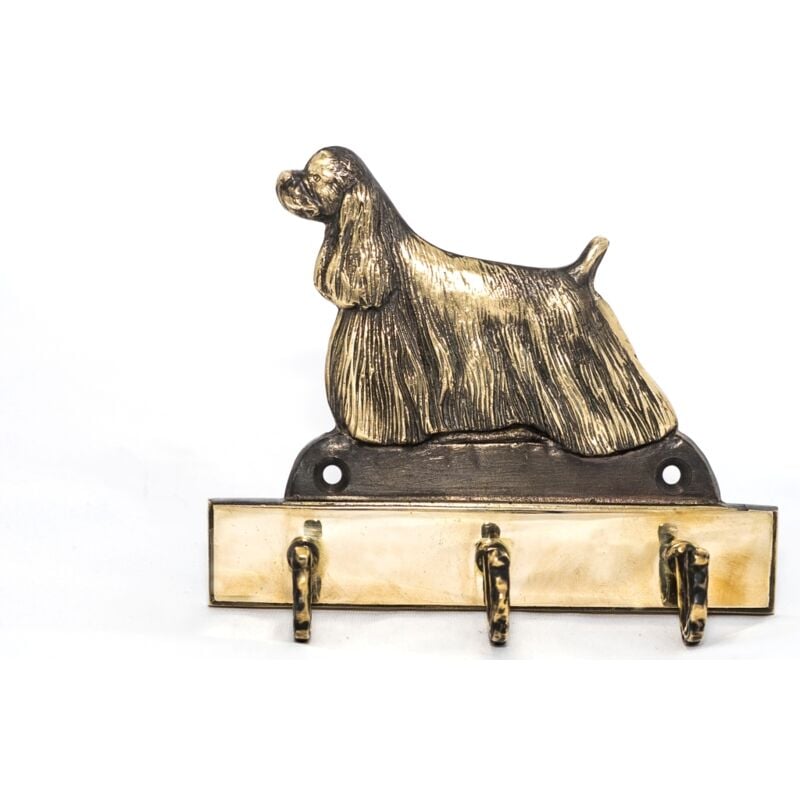 foto del prodotto cocker spaniel americano portachiavi con cane, supporto in ottone per accessori per cani, elegante decorazione per corridoio di art dog