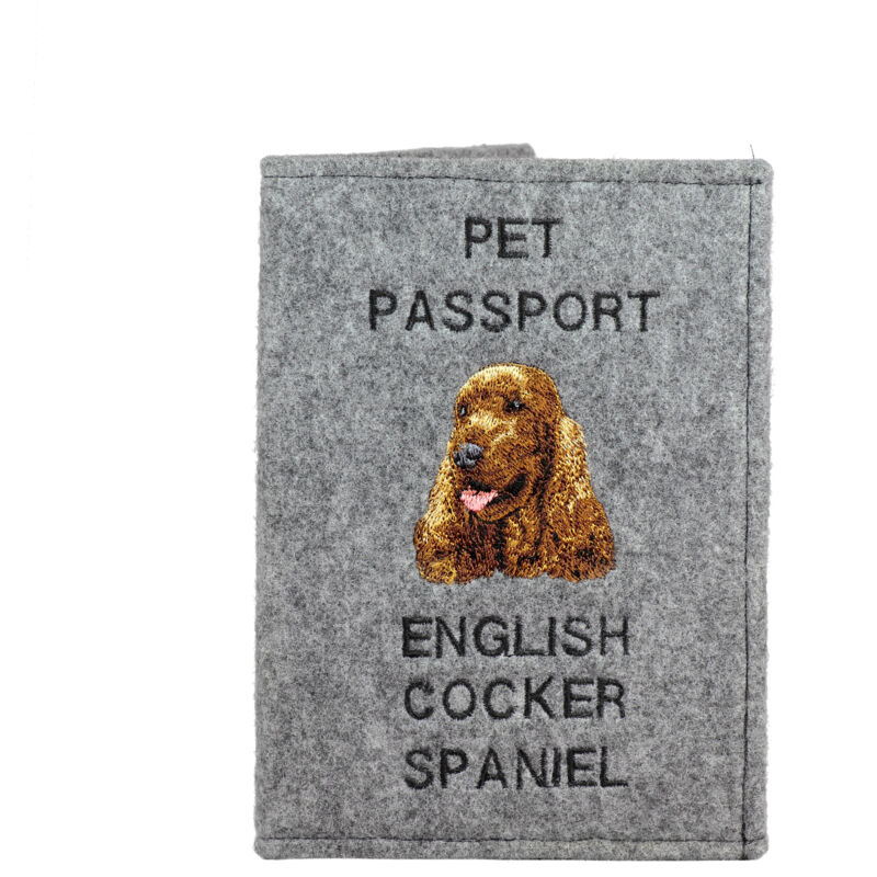 foto del prodotto cocker spaniel inglese portapassaporto per cani, portadocumenti, regalo per viaggiatori di art dog