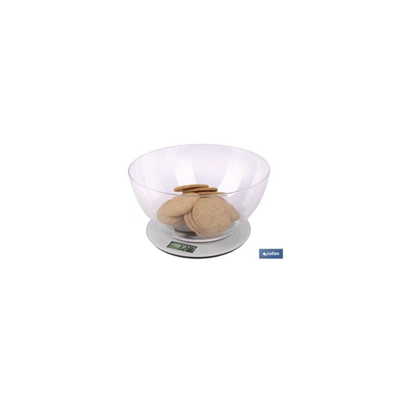 foto del prodotto cofan bilancia da cucina digitale in abs con ciotola in polipropilene da 3,8 litri e portata massima di 10 kg