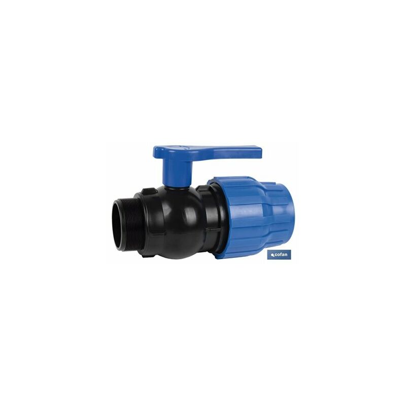 foto del prodotto cofan collegamento valvola a sfera filettatura maschio pp pn16 20 x 1 2