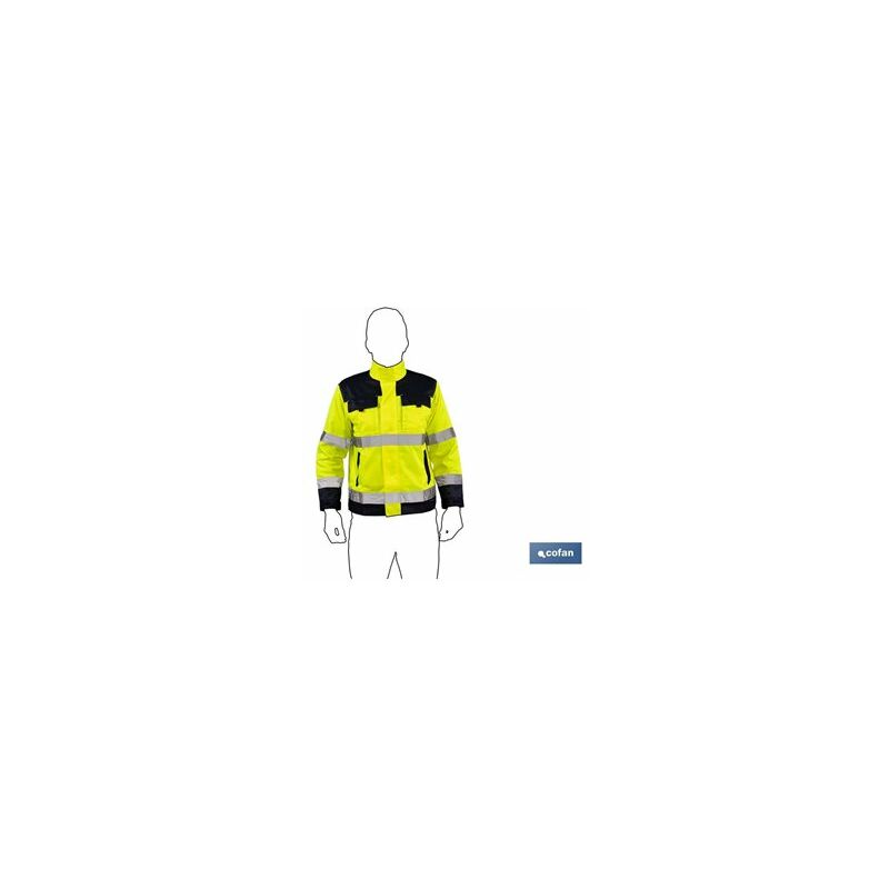 foto del prodotto cofan giacca alta visibilit modello vega giallo e blu navy taglia xl