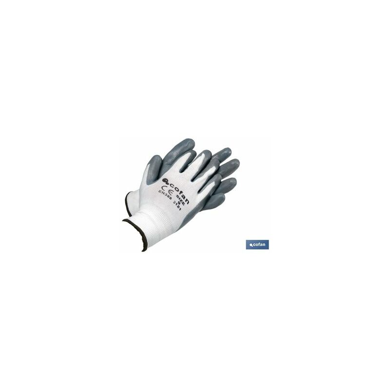 foto del prodotto cofan guanto in nitrile impregnato al 100 in pu, blister grigio, taglia 7