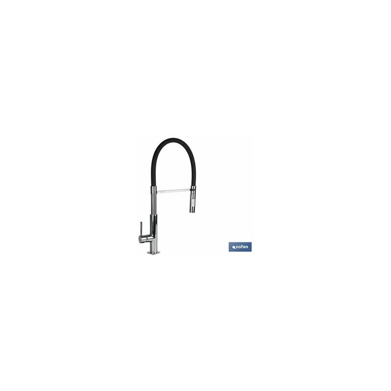 foto del prodotto cofan rubinetto da cucina monocomando tubo flessibile nero da 25 mm modello nyassa
