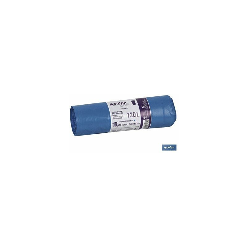 foto del prodotto cofan sacco della spazzatura 90x110 calibro 150 colore blu 10 unit 