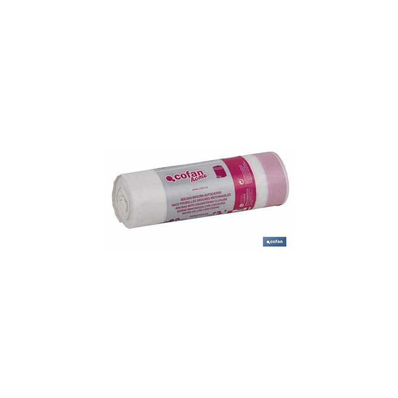 foto del prodotto cofan sacco per spazzatura con chiusura automatica 35x50 g.120 colore bianco 20 unit 