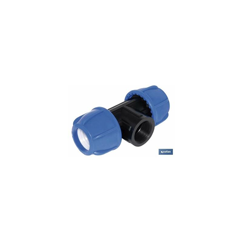 foto del prodotto cofan tee 90 filettatura femmina pp pn16 90 x 3 x 90